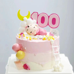 生日蛋糕装饰 奶瓶男女宝宝百天周岁婴儿满月100天甜品台派对装扮