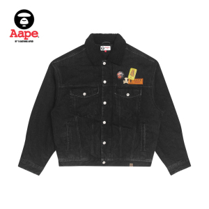 aape旗舰店男装秋冬猿颜徽章字母印花绒领绒面夹克外套7460xxh