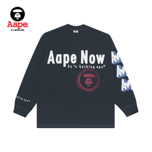 aape女装秋冬撞色字母印花喷墨猿颜潮流长袖t恤0798xxh