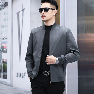 短款夹克男春夏季棒球领休闲茄克衫中青年男士爸爸春装上衣外套潮
