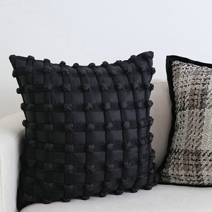轻奢黑色高级感立体泡泡格样板间沙发抱枕靠枕腰靠枕靠背枕套含芯