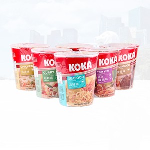 新加坡原装进口泡面桶装KOKA方便面小杯海鲜咖喱味组合装面条x8碗