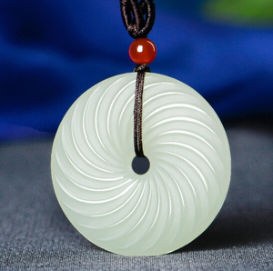 和田玉吊坠浅青玉平安扣玉吊坠男女士款玉坠玉牌玉挂坠玉佩