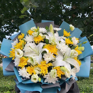 黄白菊花鲜花店速递同城配送石家庄沈阳太原邢台保定邯郸扫墓花束