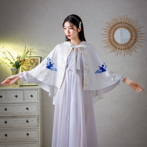 新款原创短款超仙披肩搭配古装汉服小外套改良斗篷披风连帽罩衫