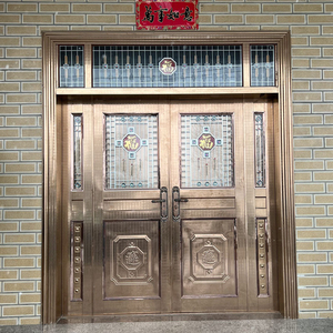 不锈钢大门四开子母农村自建房入户进户客厅别墅304玻璃安全佛山