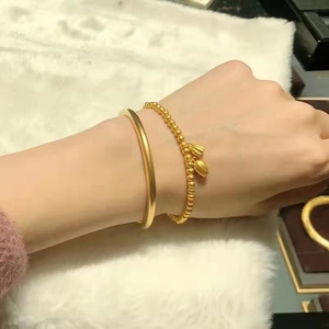古法传承手镯女越南沙金仿真黄金叠戴莲蓬两世欢手链18k金不掉色