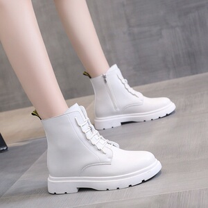 白色马丁靴夏天小靴子夏款女英伦风网红靴子显瘦机车靴系带短靴春