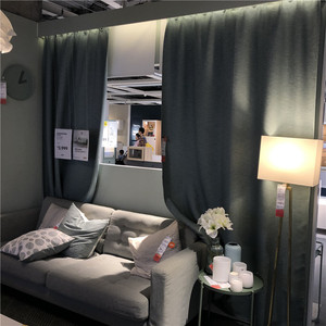 ikea宜家国内代购 威尔伯 窗帘2幅绿色/米黄色家居装饰窗帘