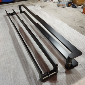 中式仿古铜玻璃门把手黑色大门拉手木门别墅门拉把明装长条形扶手