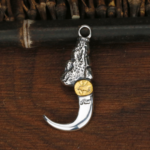 牛钝精工 高山隆stop light925纯银复古做旧鹰爪项链吊坠男女银饰