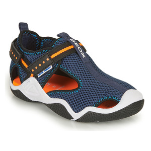 Geox健乐士男童鞋低帮橡胶防滑底沙滩运动凉鞋蓝橙色2024夏季新款