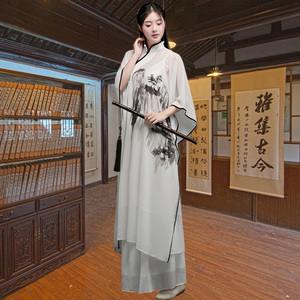 茶人茶道文艺复古中国民国风禅意套装茶艺师中式唐旗袍服装女汉服