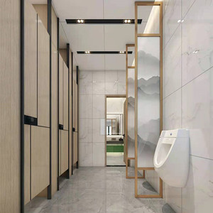 不锈钢公共卫生间隔板小便池酒店厕所隔断尿斗简约玻璃屏风防潮墙