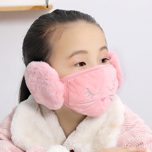 儿童口罩女孩冬季保暖加绒加厚防风防冻骑行骑车女童口耳罩可水洗