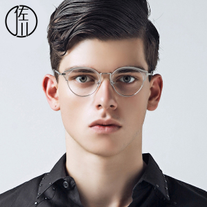 佐川近视眼镜框女圆脸糖果色复古板材眼镜框架透明半框近视眼镜