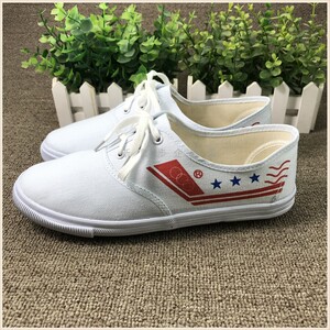 人民星网学生布鞋田径运动鞋小白鞋女经典款白布鞋生胶底高耐磨鞋