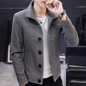 冬季大衣男土韩版潮流短款毛呢外套男装秋冬年轻款呢子褂休闲百搭