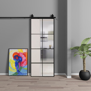 谷仓门吊轨门钛镁铝合金玻璃门移门厨房卫生间推拉门北欧美式定制