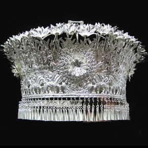 儿童少数民族头饰苗族正版银头饰苗族高仿银头饰壮族男女款高帽子