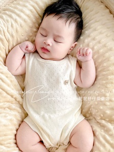 儿童无袖透气薄款背心宝宝夏季连体衣婴儿无骨0-3个月三角哈衣