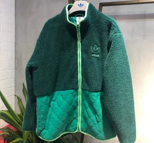 adidas三叶草 新品男子撞色拼接羊羔绒保暖夹克外套 h09361h09362