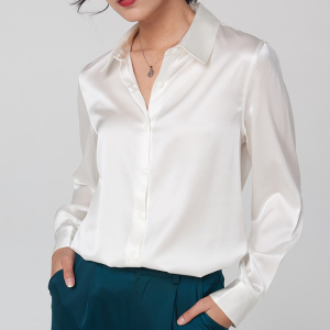 真丝衬衫裙白色