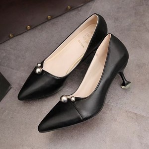 2018新款银色5公分高跟鞋女细跟性感尖嘴潜口单鞋中跟5cm女式宴会