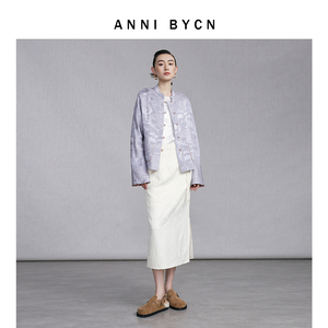 ANNIBYCN 高端真丝新中式国风外套女气质盘扣提花小唐装开衫外衣