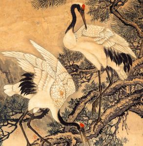 清沈铨 九如图 祥鹿白鹤富贵如意图古代名画国画装饰挂画高清微喷