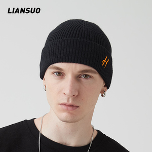 帽子男冬季保暖白色毛线帽男士针织帽男大头冷帽男生潮牌线帽棉帽