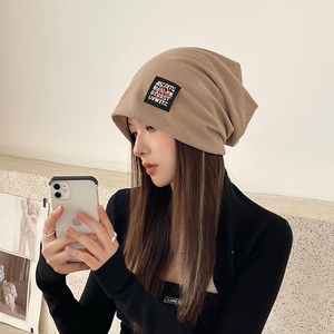 网红显脸小堆堆帽春秋女士毛线针织帽子日系薄款时尚包头ins冷帽