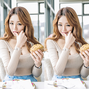 性感深v上衣女夜衣少女心机漏胸装低胸u领显胸大打底衫露胸设计感