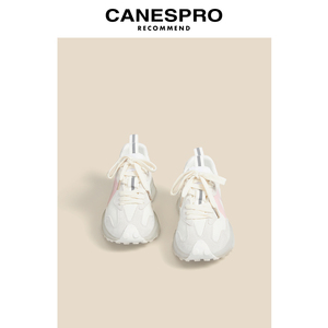 香港canespro阿甘华夫鞋米白色运动鞋小蛮腰2023新款水晶底老爹鞋