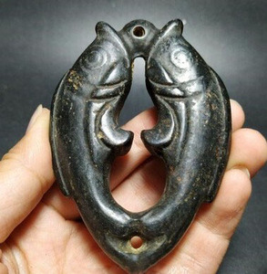 红山文化玉器古玩古董杂件收藏铁陨石双鱼玉挂玉佩玉牌老货老物件