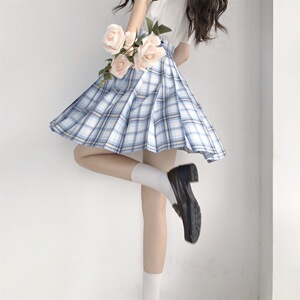 鸣泉 原创jk制服半裙百褶本身裙学院风格子裙可爱夏季甜美短裙