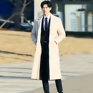 韩剧当你沉睡时明星同款大衣丁宰璨李钟硕同款毛呢外套风衣男加厚