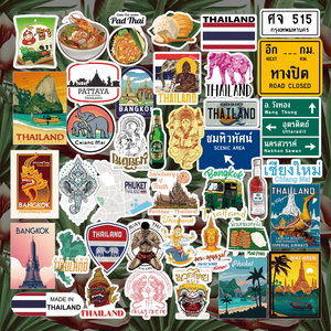独家原创泰国标志ins旅游文化风景旅行笔记本电脑行李箱贴纸手帐