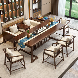 新中式罗汉床沙发组合茶桌椅新客厅家用茶台禅意茶道办公室屏风桌
