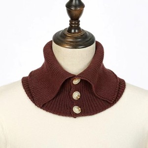 秋冬季新款男女高领纽扣毛线领圈围脖保暖针织假领子护颈套头脖套