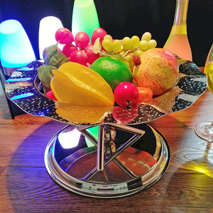 酒吧ktv专用不锈钢高脚大号零食果盘摆件简约现代 精致 高档 商用