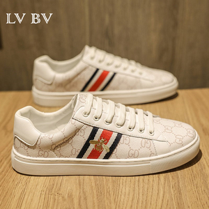 lv bv黎路易威登男鞋夏2021新款潮牌小蜜蜂小白鞋韩版休闲鞋子