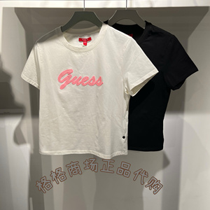 正品GUESS专柜发货24夏女士黑粉撞色芭比搭配T恤短袖Q4PI09K2Q40