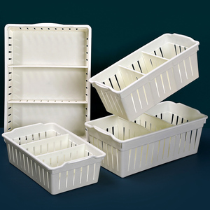 桌面塑料长方形收纳筐抽屉分隔整理盒厨房A4纸杂物多用置物小篮子