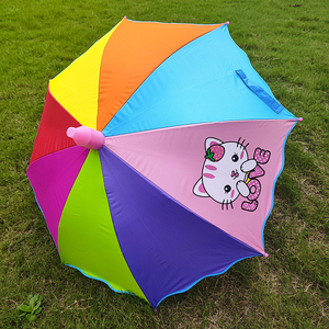 卡通彩虹儿童雨伞男女童小学生幼儿园宝宝长柄伞黑胶晴雨伞儿童伞