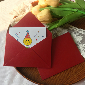 喜庆高级感加厚卡纸红色香槟金手写花店烘焙生日贺卡明信片信封