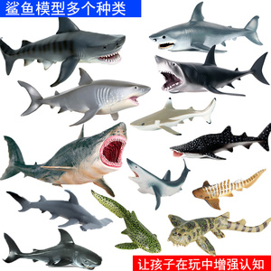 仿真鲨鱼玩具大白鲨巨齿鲨虎鲨锤头鲨海洋生物玩偶儿童模型礼物