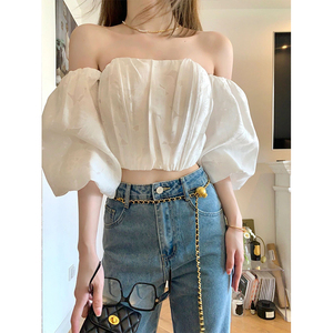 抹胸上衣露肩无肩带