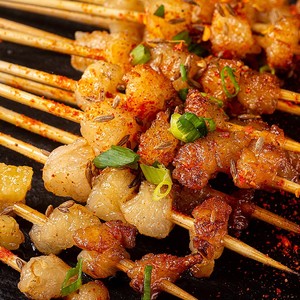 牛油串牛胸油串100串湘西小串小肉串烤串烧烤食品胸口油去骨