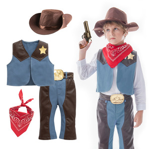 西部牛仔套装男童儿童节日演出服角色扮演套装儿童套装4件套